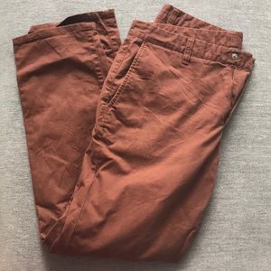 Bonobos 33/30 slim cotton chinos rust red EUC